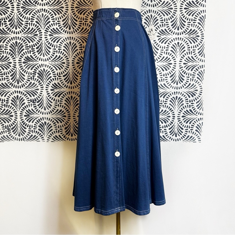 Vintage Jason Maxwell Cotton Button Front Elastic Waist Skirt